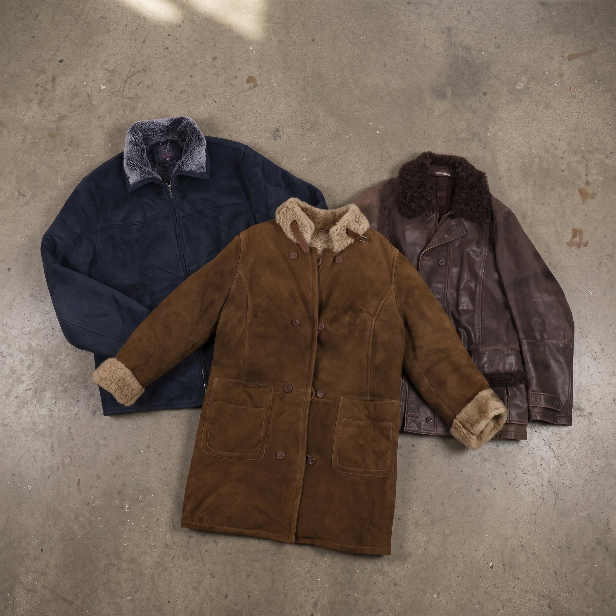 MIX LEATHER SHEARLING COATS