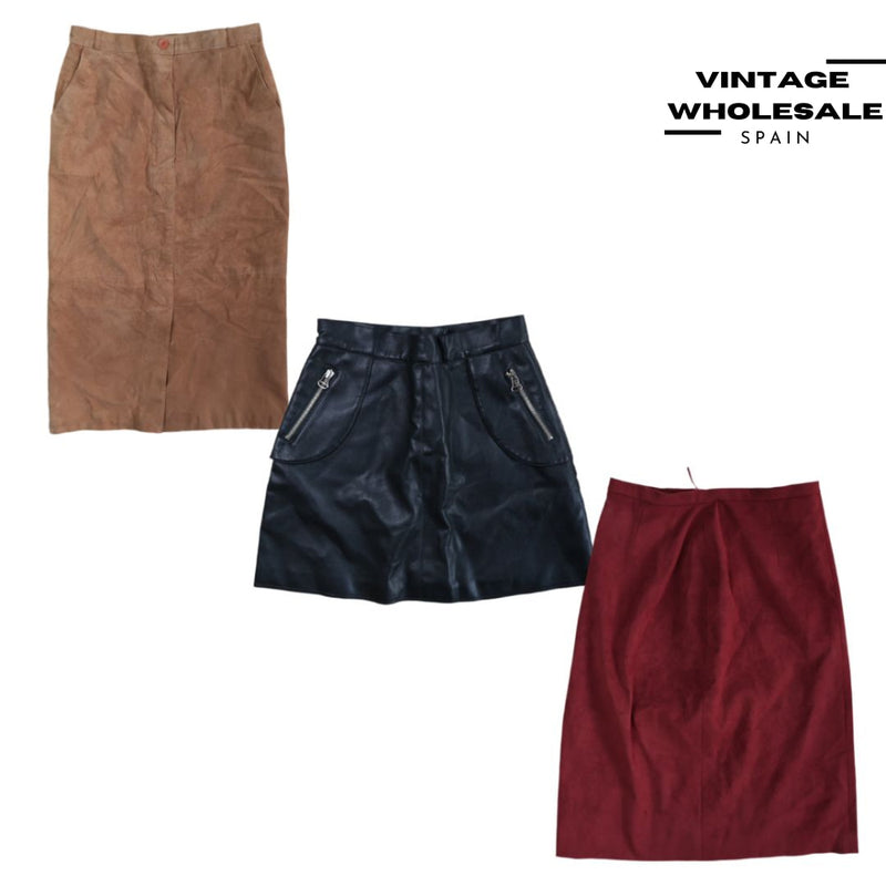 MIX LEATHER & SUEDE SKIRTS
