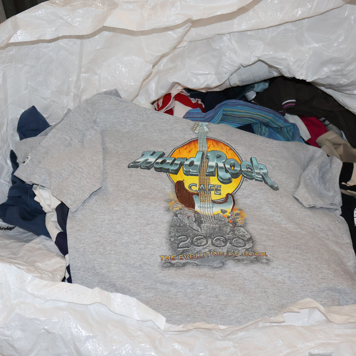 Vintage Hard Rock Cafe t-shirt in a bale of wholesale summer mix clothing for men