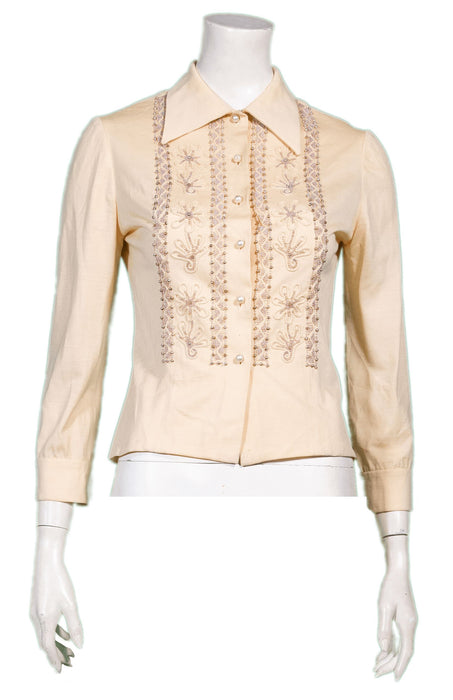 buy vintage unicolor long sleeve blouses in bulk