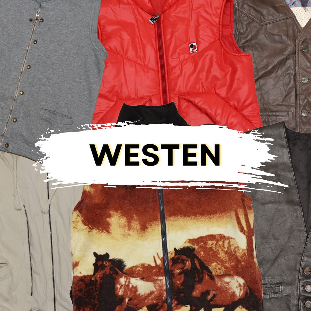 Diverse collection of vintage vests showcasing unique fashion styles perfect for vintage fashion enthusiasts and wholesale buyers.
