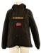 Black Napapijri jacket with Norwegian flag patch and front zipper on a white mannequin.