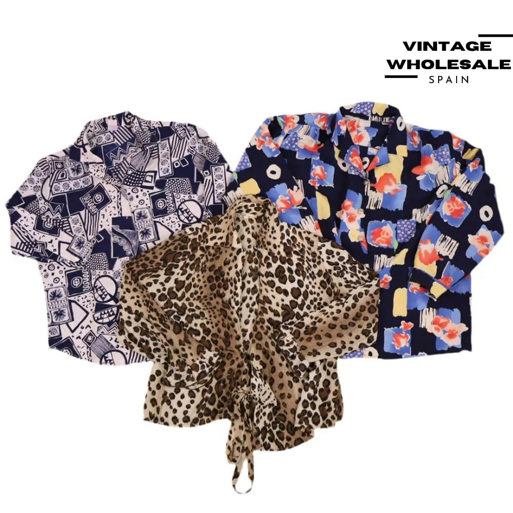Blusas estampadas de manga larga al por mayor — Vintage Wholesale